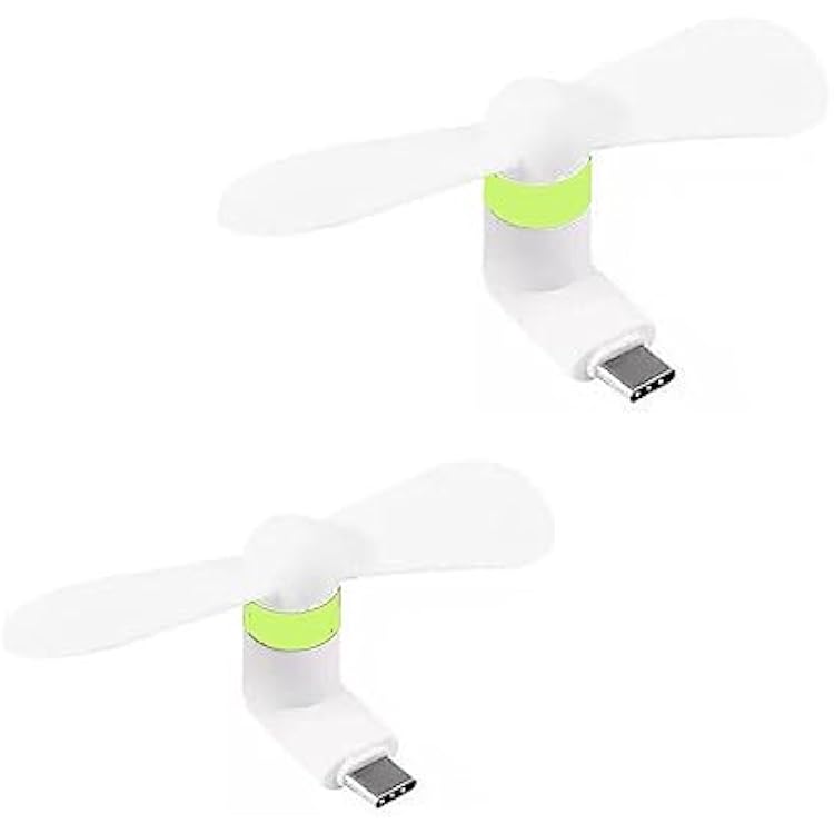Sokelinn-six Type C Phone Fan, Mini USB C Cooling Hand Fans Portable Summer Cooler for ipad Type C Plug Devices-2 Pieces White