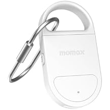 Momax Key Finder Tracker Tag Smart Personal Alarm Rechargeable Tracking Device with SOS Alert & LED Strobe, Find My (iOS Only), Anti-Lost Tags with Keychain, Travel Gadget for Women, Girls, White