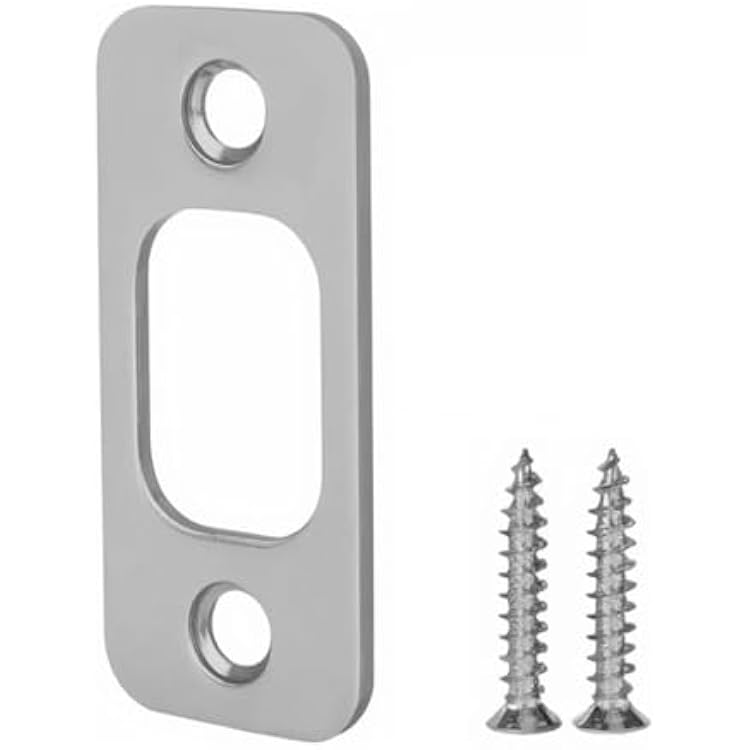 Round Corner Deadbolt Strike Plate, 1 X 2 14 Door Backplate, Stainless Steel 1 Pack, Brushed Nickel