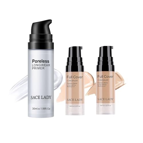 SACE LADY Matte Primer  Coverage Concealer Face Makeup Set, Matte Oil Control Cruelty Free Face Eye Cosmetic