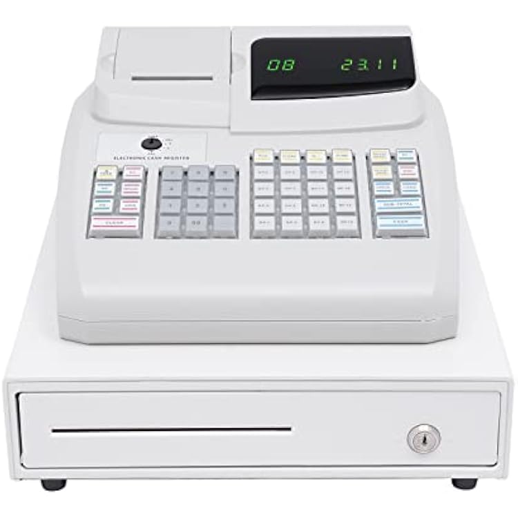 Cash Management System, Menu Based Control System Cash Register with Thermal Printer and Keys, 6 Digital LED Commercial Cash Register for Small Businesses