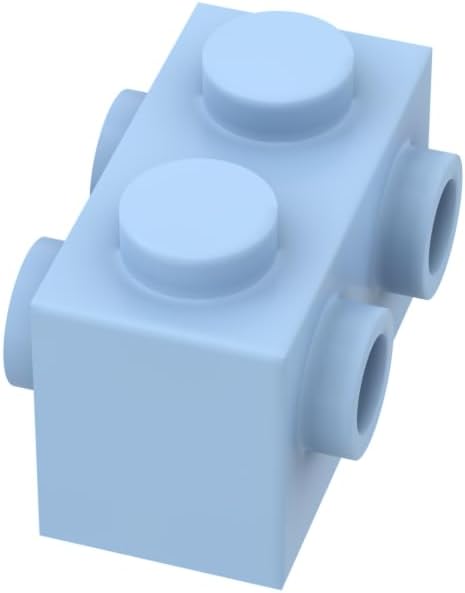 Gobricks GDS-648 52107 Brick Special 1x2 With Studs On 2 Sides, 50 pcs | Bright Light Blue. Compatible with LEGO bricks. MOC elements for major brick brands, Ref: 4667575, consistent color matching.