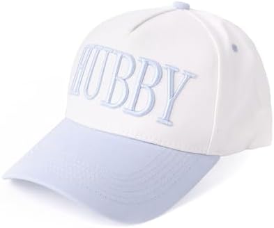 Embroidered Trucker Hat Adjustable Hat Wedding Bridal Shower Anniversary Engagement Gift Couple Cap White Blue