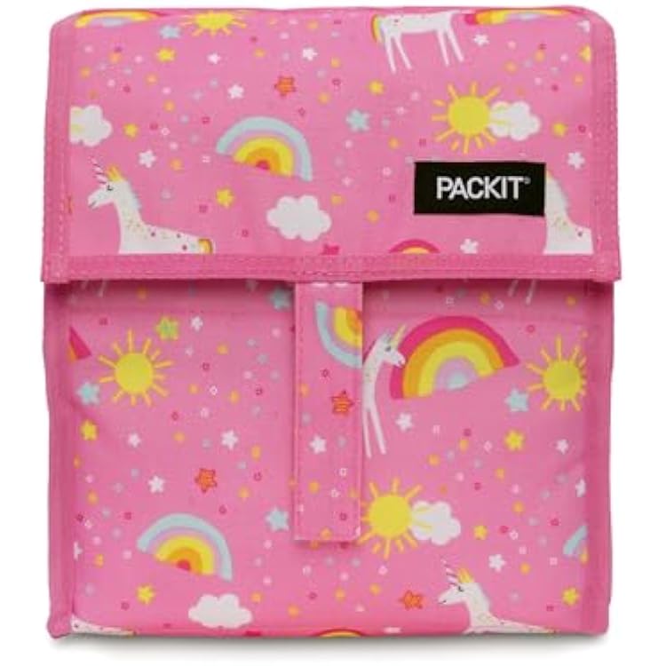 PackIt Freezable Lunch Bag, Unicorn Dream Pink, Built with EcoFreeze Technology, Foldable, Reusable, Zip and Fold Closure with Buckle Handle, Designed for Work Lunches and Fresh Lunch On the Go