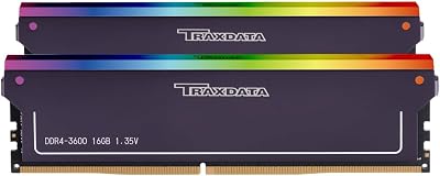 Traxdata Gaming RGB DDR4 RAM 32GB 2x16GB 3600MHz PC4-28800 288-pin CL18-22-22-42 1.35V Inter AMD XMP 2.0 Overclocking UDIMM Desktop Computer Memory Kit - Black