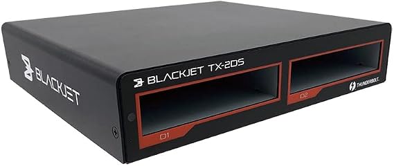 Blackjet TX-2DS Thunderbolt 3 Cinema Dock System 2-Bay Modular Media & NVMe Workflow Dock for Pro Video Editing, DIT, and Studio Production Thunderbolt 4 / USB4 Compatible Apple Mac & Windows