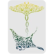 FINGERINSPIRE Manta Painting Stencil Manta Ray Stencil Template11.7x8.3 inch Reusable Sea Animal Cratures Stencil Template Ocean Theme Stencil for Painting on Wood, Floor, Furniture, Paper and Fabric