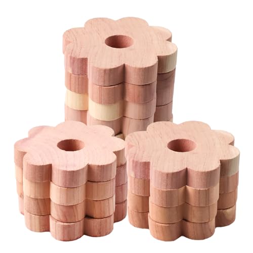 12 Pcs Cedar Blocks for Clothes Storage Cedar Chips for Closets and Drawers Fresh Cedars Rings for Plastic or Wire Hangers Natural Closets Cabinets Drawers Shoes Clothes Storage Freshener DIY Crafts