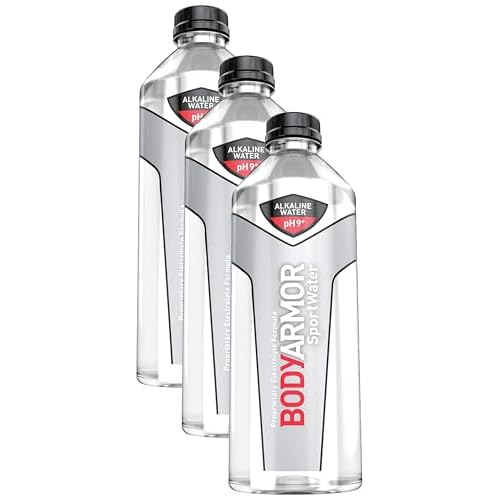 BODYARMOR SportWater Alkaline Water, Superior Hydration, High Alkaline Water pH 9, Electrolytes, Perfect for your Active Lifestyle, 1 Liter Pack of 3