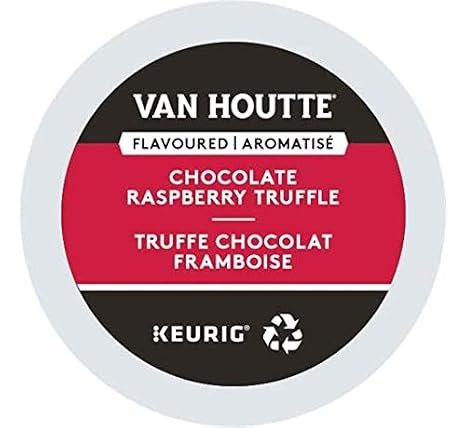 Van Houtte Chocolate Raspberry Truffle Coffee, Single-Serve Keurig K-Cup Pods, Flavored Light Roast Coffee, 96 Count