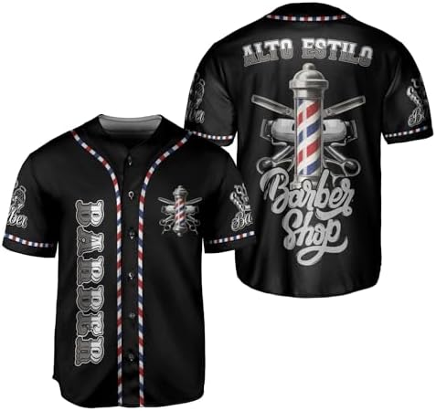 Personalized Barber Shop Baseball Jersey Custom Name Shirt 3D for Men Women Scissors Pole Shirts Hairdresser Shop Gift
