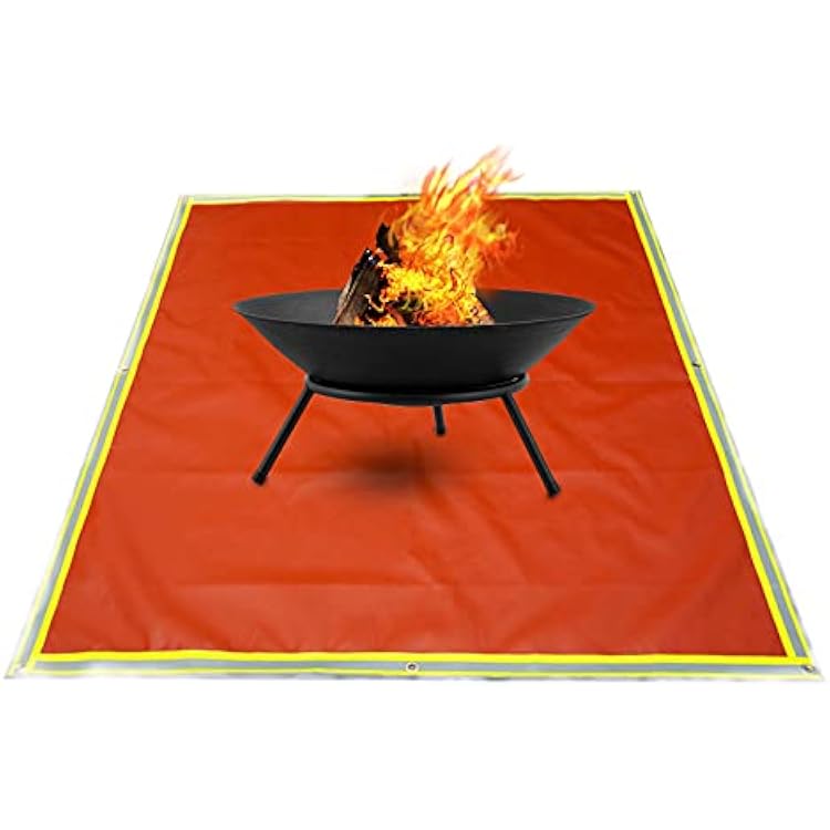 Cumberbatch 39 X 39 Fire Pit Mat, Fireproof Mat, Fire Resistant Grill Mats for Outdoor Grill, Protects Deck, Patio, Grass, Camping and Outdoor Surfaces Safety Red