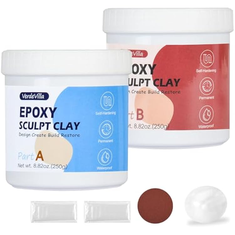 Epoxy Putty Sculpt Clay, 2 Part A & B High Adhesive Modeling Compound for Sculpting Modeling Building Repairing Self-Hardening Epoxy Clay Sculpt Pool Putty Repairs Metal Wood Tile Ceramics White