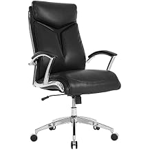 Realspace Modern Comfort Verismo Bonded Leather High-Back Executive Office Chair, Black/Chrome, BIFMA Compliant