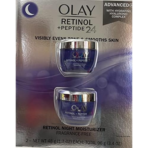 Olay Retinol  Peptide 24 Fragrance Free Night Moisturizer, 1.7 OZ 2 Packs