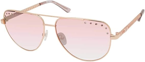 Harley-Davidson Women's Aviator Sunglasses Rose Gold Mirror | Bordeaux mirror lenses, Rhinestone frame accents, Adjustable nose pads, 100% UVA/UVB protection, Soft cleaning pouch included