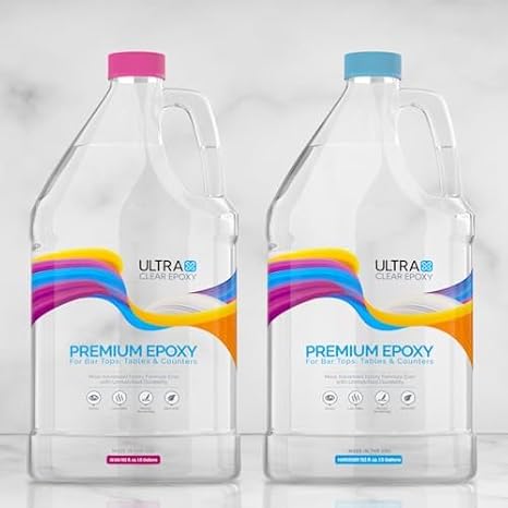 Ultra Clear Epoxy Resin & Hardener Kit | Self Leveling High Gloss Coating for Bar Tops, Tables, Countertops, River Tables | Scratch Resistant, Low Odor - (4 Gallons Combined/2 Gallons Each)
