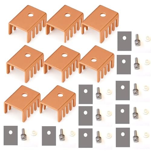 Easycargo 10pcs TO-220 Heatsink Copper  Insulator Mounting Screws Kits for LM317 LM317t L7805 L7812 Voltage Regulator, IRFZ44N 3205 520N 630 1404 MOSFET Transistor 19mmx14mmx10mm