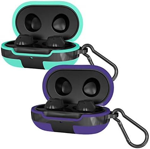 2 Pack Silicone Case Cover for Galaxy Buds 2019Galaxy Buds  Plus 2020 with Carabiner, Anti-Lost & Shockproof Soft Skin Accessories for Samsung Galaxy Buds Plus PurpleMint Green