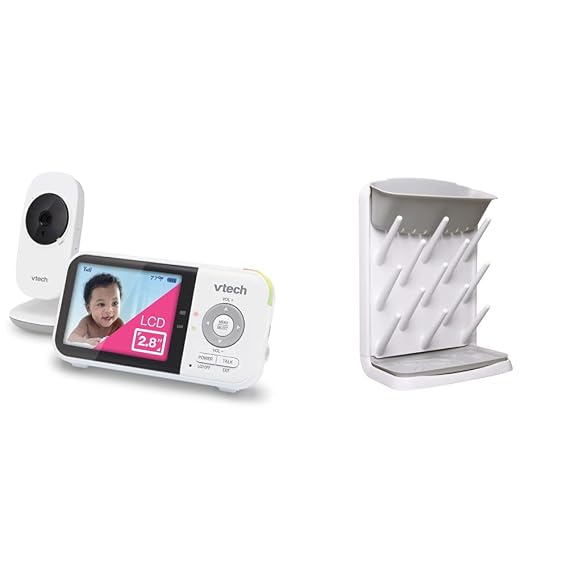 VTech VM819 Video Baby Monitor + Ubbi Vertical Baby Bottle Drying Rack