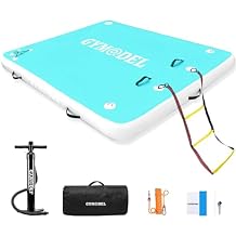 Inflatable Floating Dock,Inflatable Dock Platform,6/8/10ft Air Dock Platform Floating Island Raft,Non-Slip Air Dock Platform with Detachable Ladder for Pool Beach Ocean