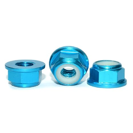 20pcs M5 Nuts Flanged Nylon Lock Nut Nylock Self-Lock Aluminum Nuts (Blue)