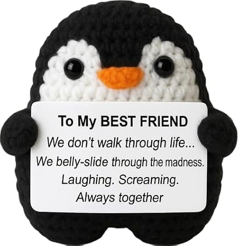 Funny Gifts For Bestie Birthday, Christmas Best Friends Gifts For Women, Cool Handmade Crochet Mini Positive Penguin