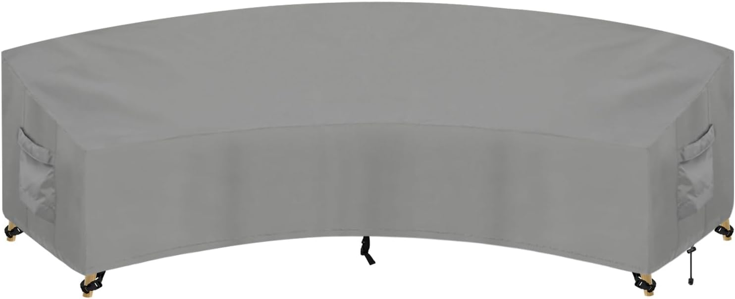 PureFit Outdoor Sectional Sofa Cover Waterproof Curved Patio Furniture Covers for Deck, Lawn and Backyard, 120Lx36Dx38Hx82FL, Grey