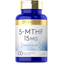 Carlyle 5-MTHF Supplement 15mg | 100 Capsules | L-Methylfolate | Non-GMO, Gluten Free | Premium Quality