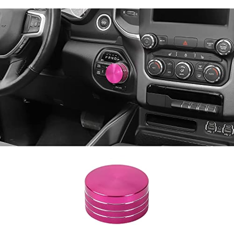JWWY Gear Shift Shifter Switch Knob Transmission Gear Lever Gearstick Selector Knob Cover Trim for Dodge 2018-2024 Dodge RAM 1500 Interior Accessories Special Editions Pink Aluminum Alloy US Flag