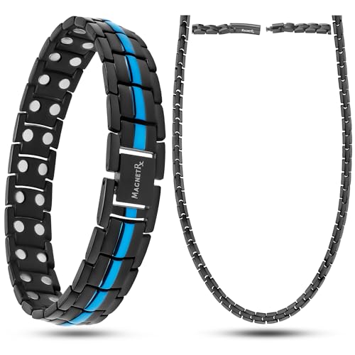 MagnetRX Magnetic Bracelet & Necklace Ultra Strength Titanium Magnetic Bracelets & Necklace Premium Quality, Comfortable and Stylish Jewelry Set