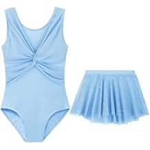 DAXIANG Mesh Front Dance Leotard for Girls Gymnastics Ballet Dress with Removable Tutu Skirt for Toddler Girl Kids 2-10 Years