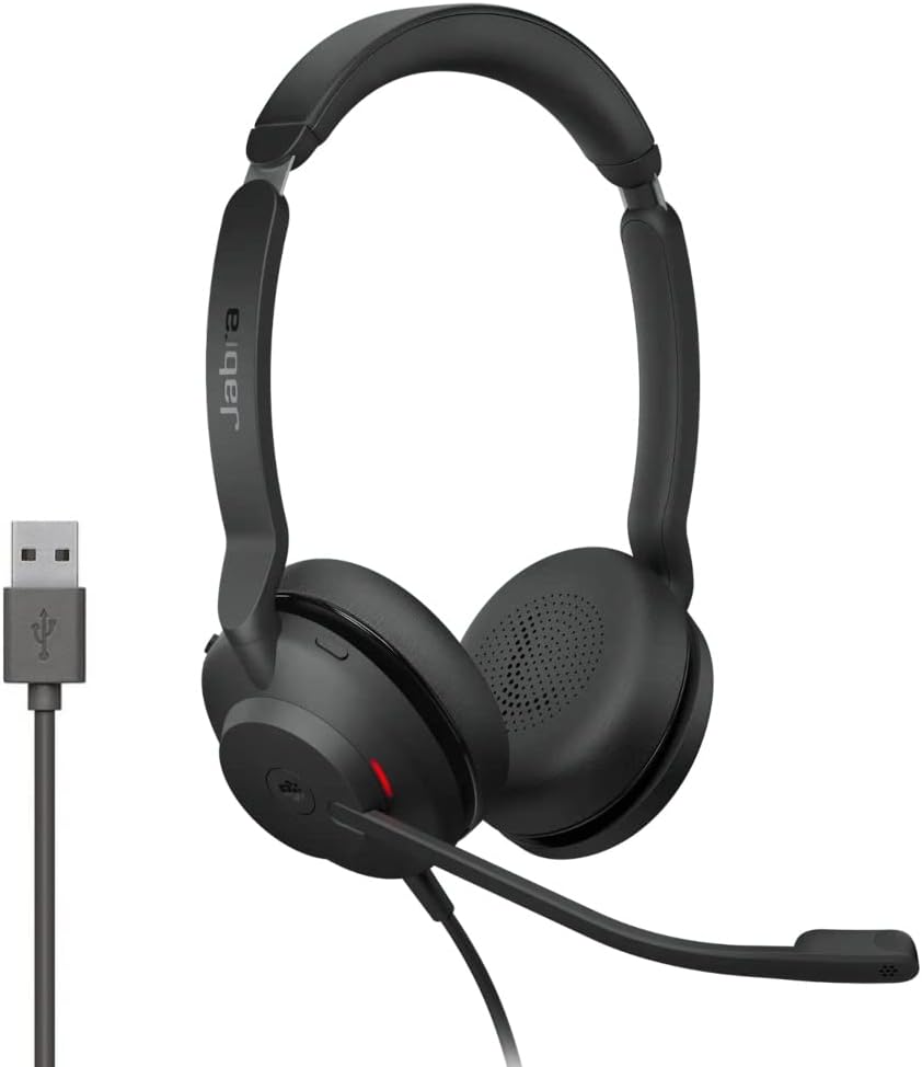 Jabra Evolve2 30 headset, noise canceling stereo headset, Microsoft Teams certified, 2 microphone call technology, USB-A cable, black