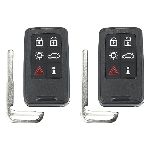 X AUTOHAUX 2pcs 902MHz 6 Button Flip Keyless Entry Remote Replacement Key Fob for Volvo XC60 10-13 XC70 07-13 KR55WK49264 Chip 46 Control Proximity Smart Fob