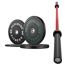 PAPABABE 7-Foot Olympic Barbell 1000LB/1500LB Weight Capacity with Bumper Plates Set, 2 Inch Weights Plates, Weights Lifting Power Lifting