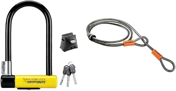 Kryptonite New York Standard Bike U-Lock + KryptoFlex Security Cable Bundle