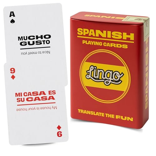 Lingo Spanish Playing Cards in Wayfarer Tin Box | Travel Flashcards | Learn Spanish Vocabulary in A Fun & Easy Way | 52 Essential Translations