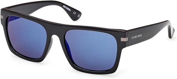 Harley-Davidson Men's Metal Accent Sunglasses, Black Frame & Smoke Lenses