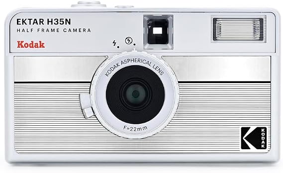 KODAK EKTAR H35N Yarım Çerçeve Film Kamera, 35 mm, Yeniden Kullanılabilir, Odaksız, Ampul Fonksiyonu, Dahili Yıldız Filtresi, Kaplamalı Geliştirilmiş Lens (Film ve AAA Pil Dahil Değildir) (Çizgili