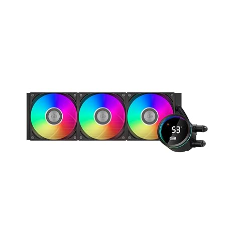 PCCOOLER CPU Cooler ARGB with LCD Digital Display, 360mm Radiator, 3 Silent ARGB PWM Fans, Compatible with Intel LGA 20XX/1851/1700/1200/115X & AMD AM5/AM4(DA360 PRO Digital)