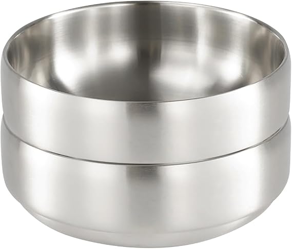 SANQIAHOME 47oz/8.3" Quality Stainless Steel Salad Bowl 2pcs/set Double-walled Anti-scald, Dishwasher Safe, Large Serving Bowl for Family & Parties Silver, large-capacity soup bowl