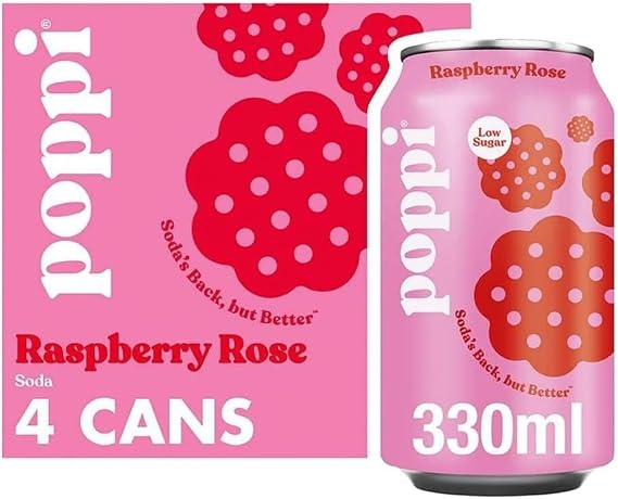 Poppi Raspberry & Rose Soda Cans 4x330ml