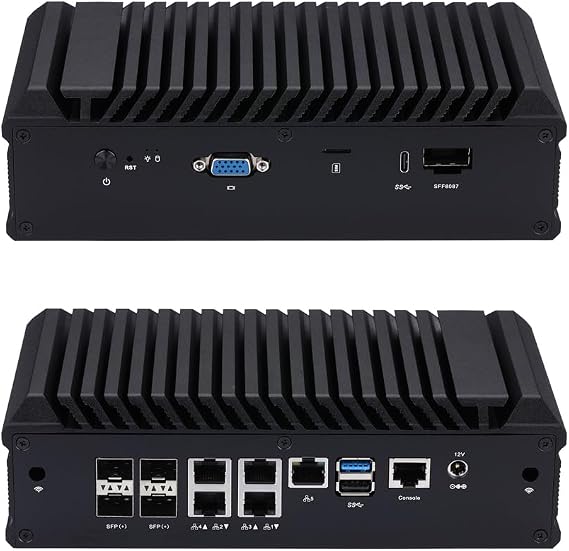 Qotom Mini PC Q20332G9 Atom C3758, 4x10G SFP& 5x2.5G LAN-8GB/256GB