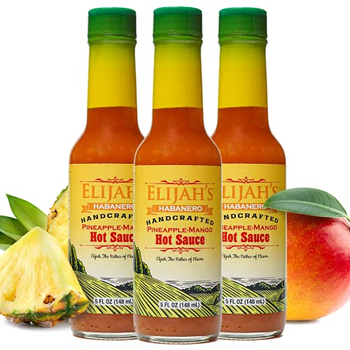 Elijahs Xtreme Pineapple-Mango Habanero Hot Sauce 3 Pack, Made with Fresh Fruit for Vibrant Flavor and Roasted Yellow Habanero Peppers for Heat
