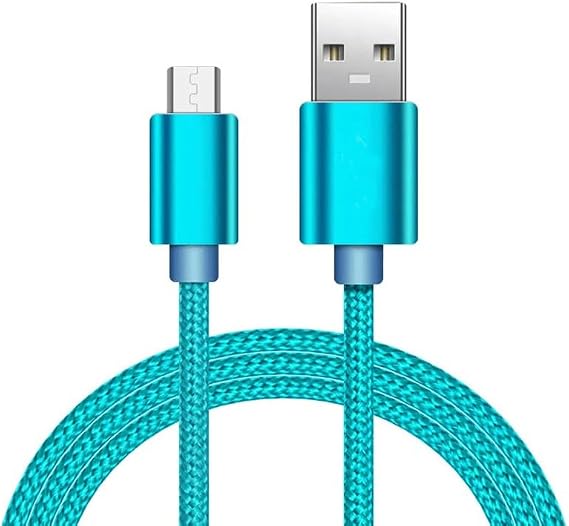 Braided USB Cable Charging Cord/Charger Power Lead Wire Compatible with Launch Tech Creader X431 V+ OBD2 Reader/Baby Blue / (2m / 6.6ft)