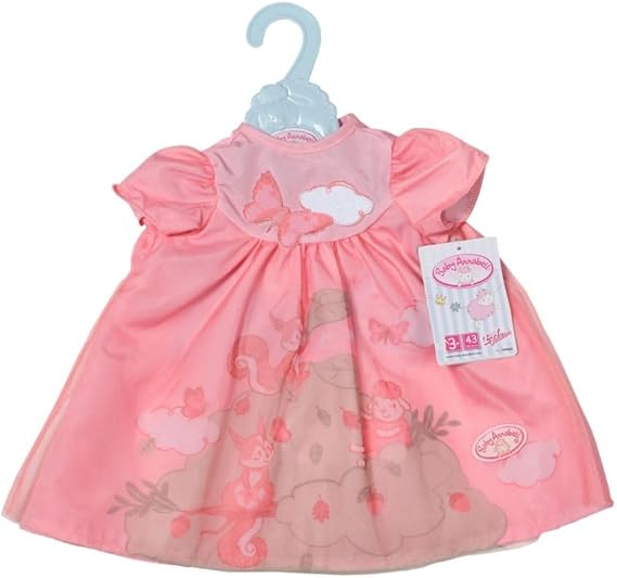 Baby Annabell Pink Dress for 43 cm Dolls | Squirrel print, hanger included, fits 43 cm dolls
