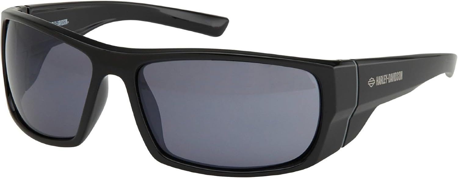 Harley-Davidson Men's Winbone Polycarbonate Lens Performance Riding Sunglasses, Black, 67-16-130, Black///White, 67-16-130