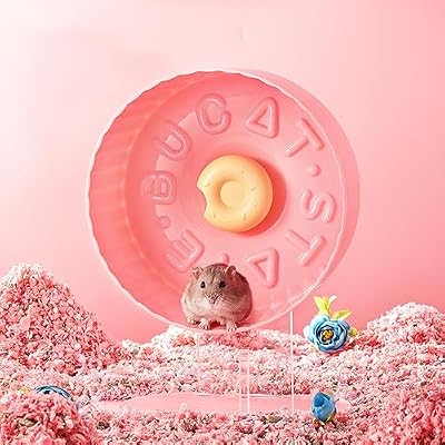 BUCATSTATE Hamster Wheel 8.3 inch, Quiet Spinner Hamster Exercise Wheel Standing & Hanging with Wider Runway Running Wheel for Roborovski Hamster, Campbell Hamster DOUNTS Type-Pink