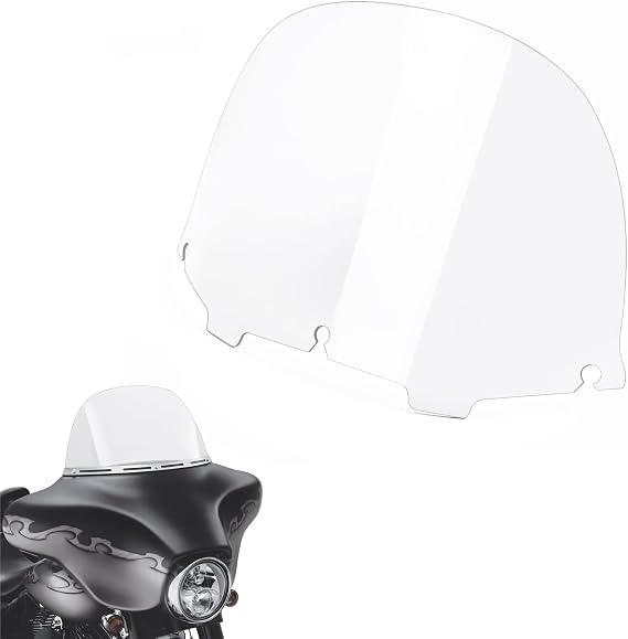 Amazicha Clear 13" Windshield Round Windscreen Wind Splitter Wind Deflector Compatible for 1996-2013 Harley Davidson Touring Electra Glide Ultra Classic Street Glide Ultra limited Tri Glide FLHT FLHX
