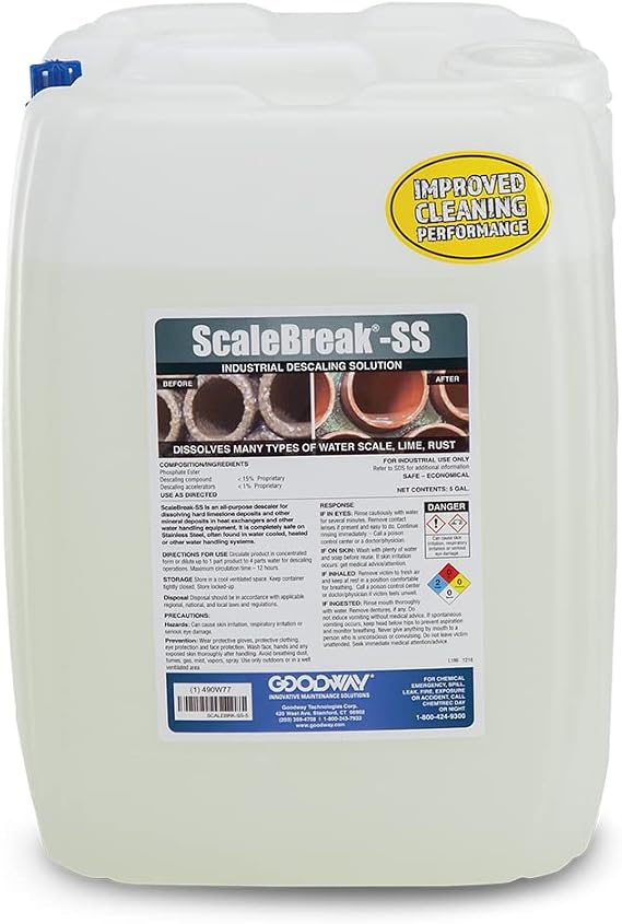 Goodway ScaleBreak-SS Descaling Solution, Clear, Jug, 5 gal.